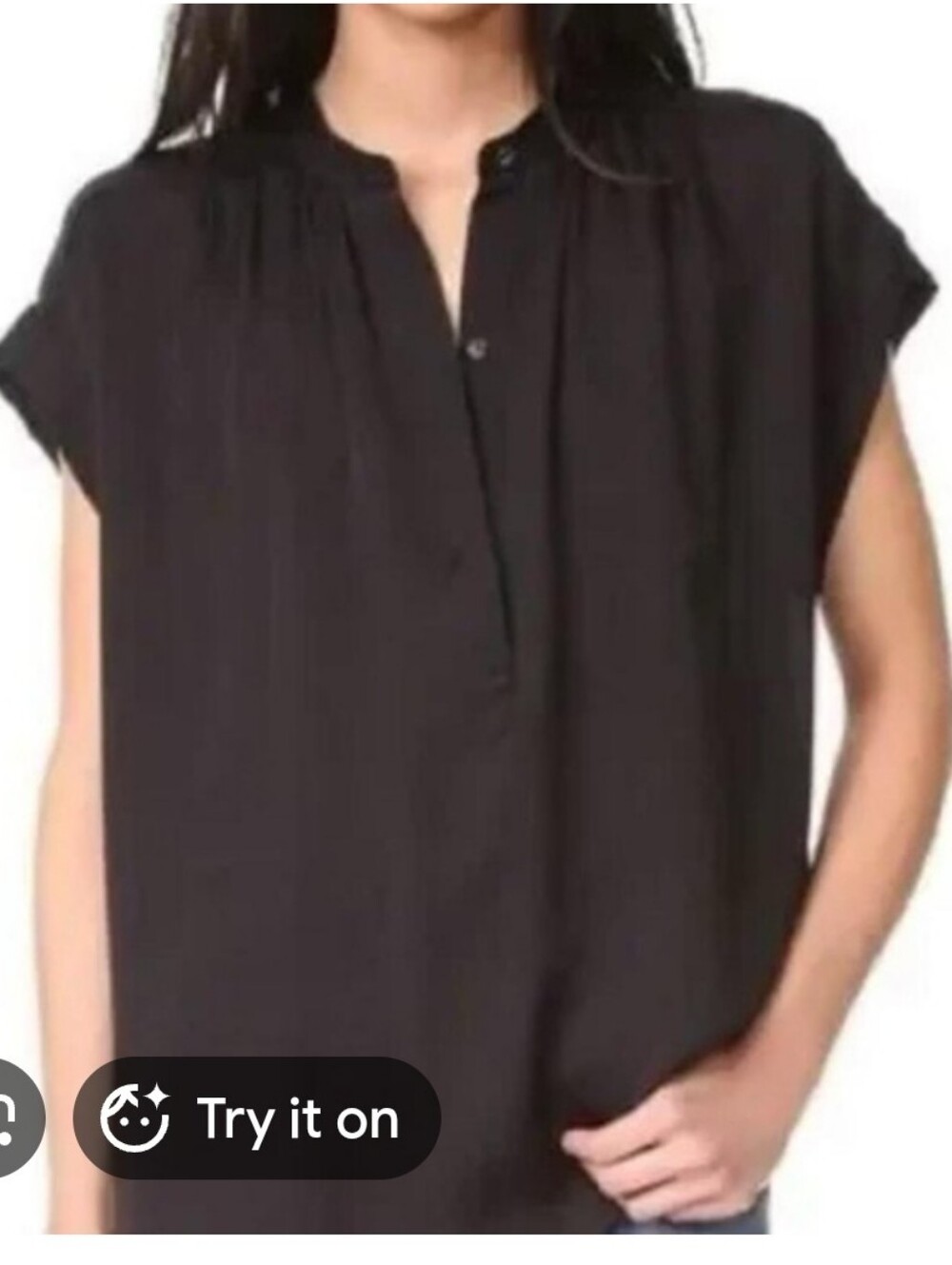 Vince Black Silk Cap-Sleeve Blouse/Size S/100% Silk